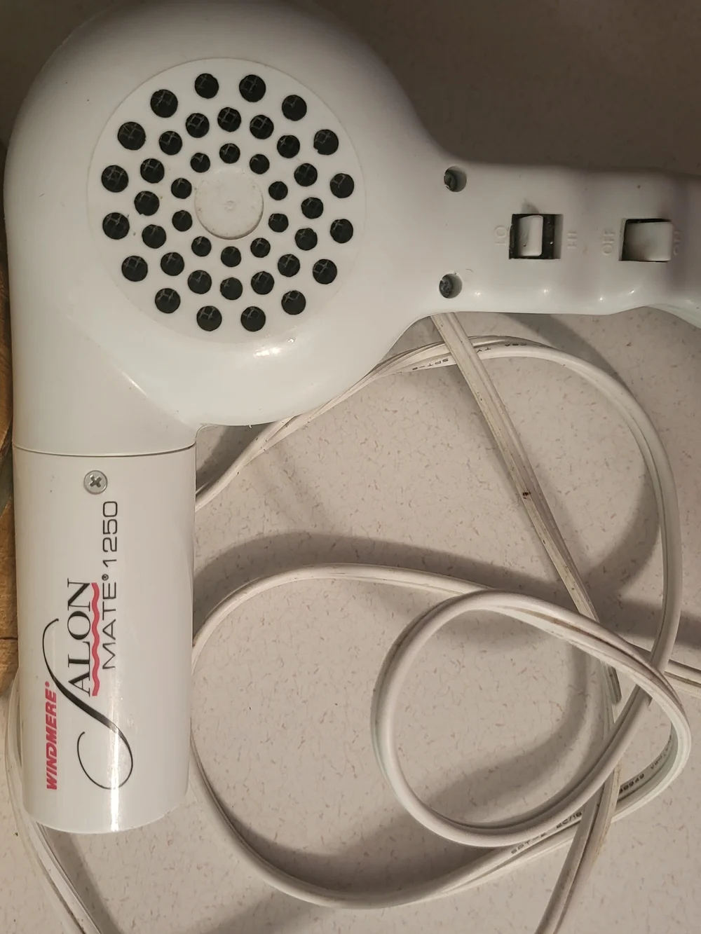Windmere Alon Mate 1250 White Compact Hair Dryer